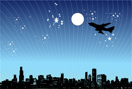 Night city airplaine. Free illustration for personal and commercial use.