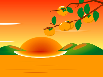 Persimmon sunset. Free illustration for personal and commercial use.