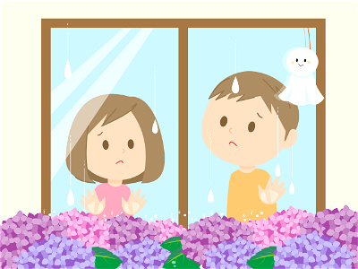 Rain kids. Free illustration for personal and commercial use.