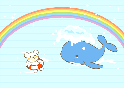 Rainbow polar bear whale. Free illustration for personal and commercial use.