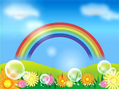 Rainbow soap bubble flower. Free illustration for personal and commercial use.
