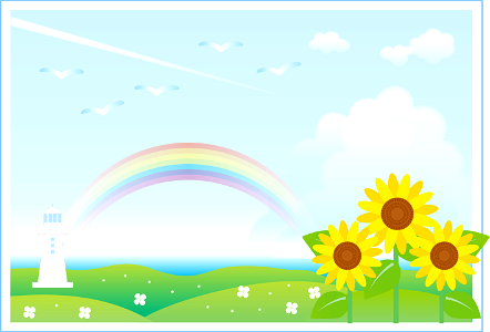 Rainbow sunflower background. Free illustration for personal and commercial use.