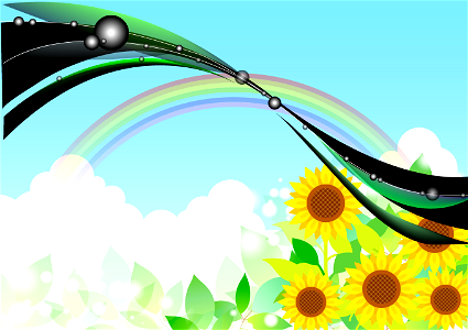 Rainbow sunflower summer. Free illustration for personal and commercial use.