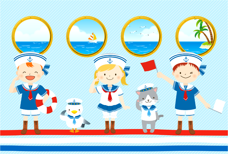 Sailor kids. Free illustration for personal and commercial use.