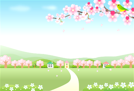 Sakura countryside. Free illustration for personal and commercial use.