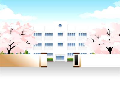 School cherry blossoms. Free illustration for personal and commercial use.
