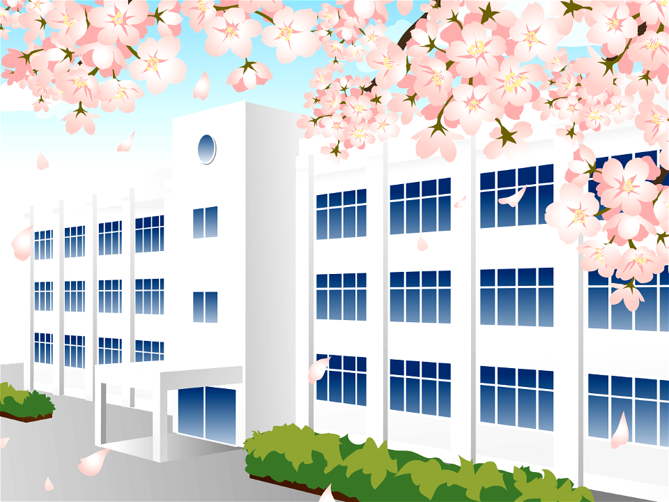 School cherry blossoms | Creazilla