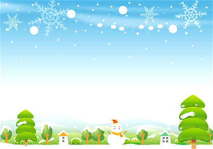 Snowman landscape. Free illustration for personal and commercial use.
