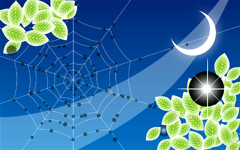 Spiders web moon leaves. Free illustration for personal and commercial use.