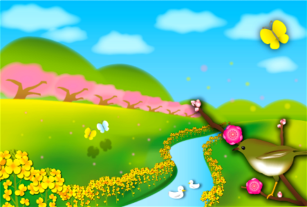Spring landscape. Free illustration for personal and commercial use.