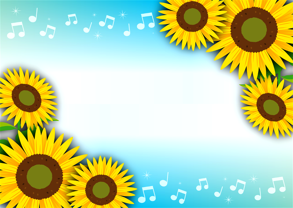 Sunflower music frame. Free illustration for personal and commercial use.