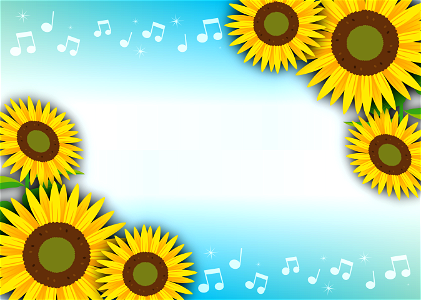 Sunflower music frame. Free illustration for personal and commercial use.