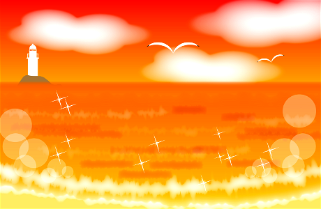 Sunset sea. Free illustration for personal and commercial use.