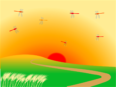 Sunset red dragonfly. Free illustration for personal and commercial use.