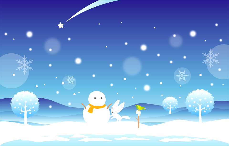 Winter snowman. Free illustration for personal and commercial use.