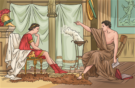 Aristotle and alexander the great. Free illustration for personal and commercial use.
