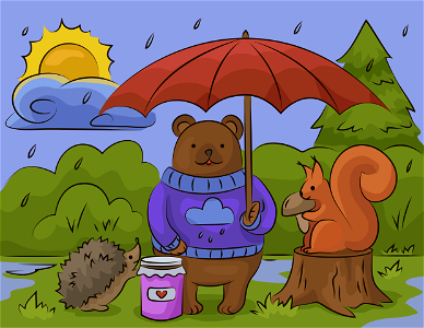 Bear with umbrella. Free illustration for personal and commercial use.
