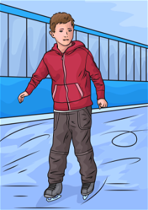 Boy ice skating. Free illustration for personal and commercial use.