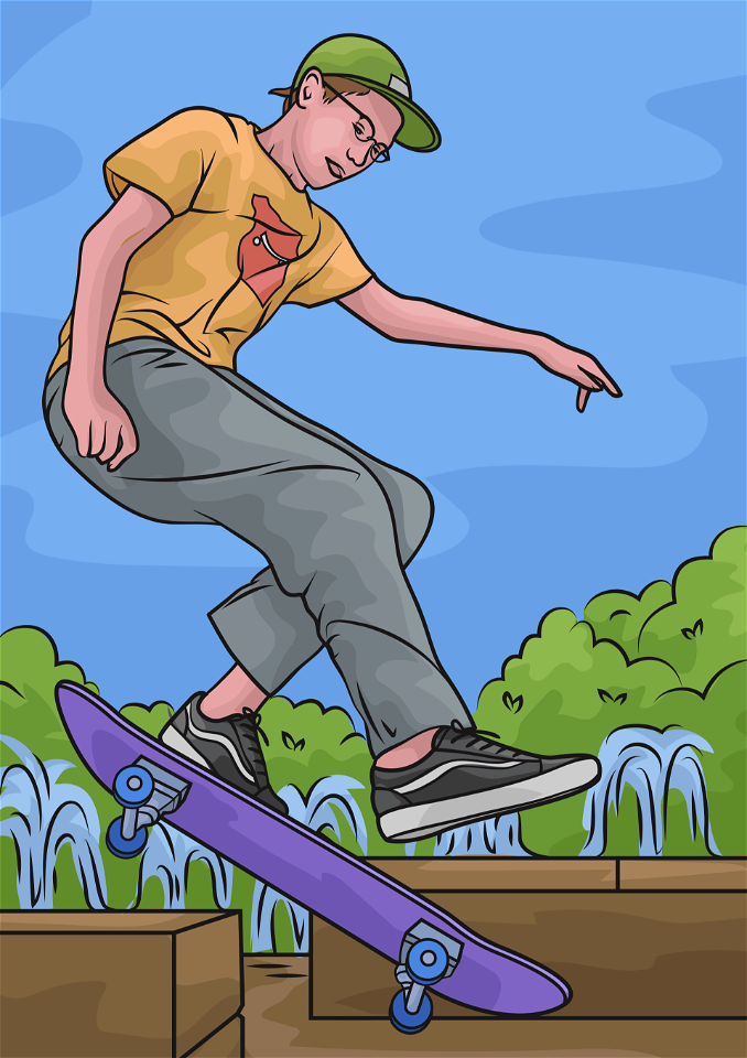 Boy skateboarder. Free illustration for personal and commercial use.