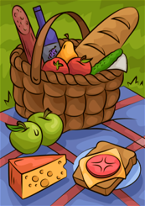 Picnic basket food. Free illustration for personal and commercial use.