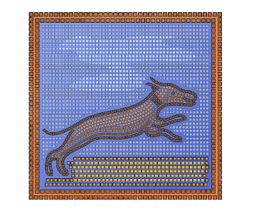 Roman mosaic with with a hunting scene. Free illustration for personal and commercial use.