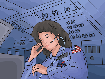 Sally ride america's first woman astronaut. Free illustration for personal and commercial use.