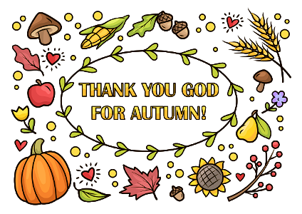 Thank you god for autumn. Free illustration for personal and commercial use.