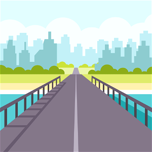 Bridge towards city. Free illustration for personal and commercial use.