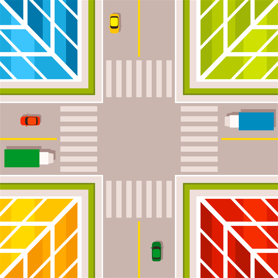 Crossroads top view. Free illustration for personal and commercial use.
