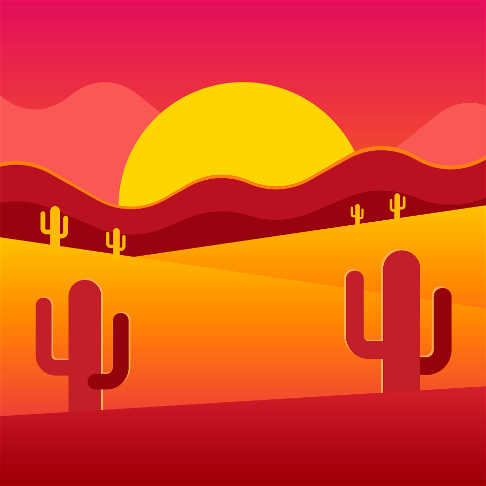 Desert sunrise. Free illustration for personal and commercial use.
