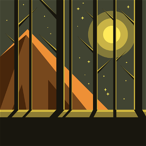 Night in forest. Free illustration for personal and commercial use.