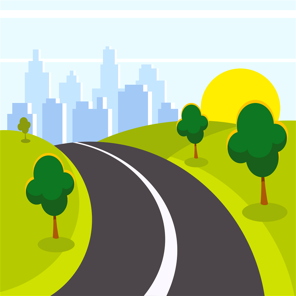 Road to city - Free Stock Illustrations | Creazilla