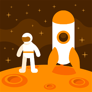 Astronaut on mars. Free illustration for personal and commercial use.