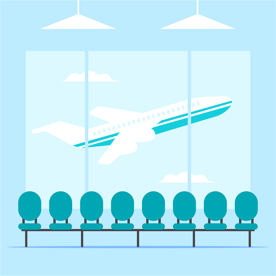 Airplane flying in the sky. Free illustration for personal and commercial use.