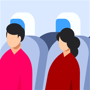 Airplane passengers. Free illustration for personal and commercial use.