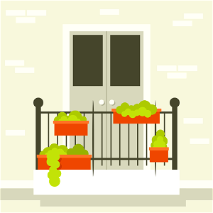 Balcony with plants. Free illustration for personal and commercial use.