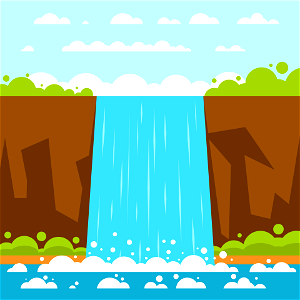 Beautiful waterfall. Free illustration for personal and commercial use.