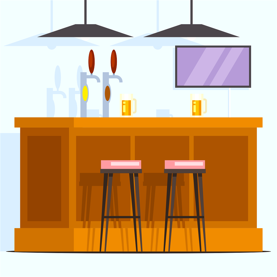 Beer pub interior. Free illustration for personal and commercial use.