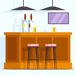 Beer pub interior. Free illustration for personal and commercial use.
