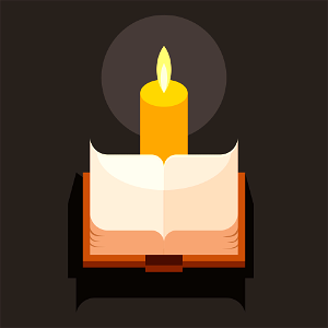 Book and candle. Free illustration for personal and commercial use.