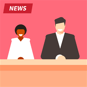 Breaking news reporters. Free illustration for personal and commercial use.