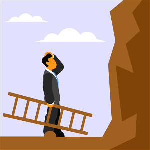 Businessman holding ladder. Free illustration for personal and commercial use.