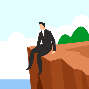 Businessman on the rock. Free illustration for personal and commercial use.