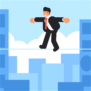 Businessman tightrope walking. Free illustration for personal and commercial use.