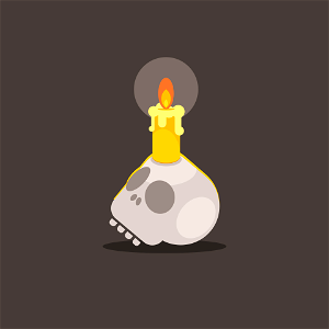 Candle in skull. Free illustration for personal and commercial use.