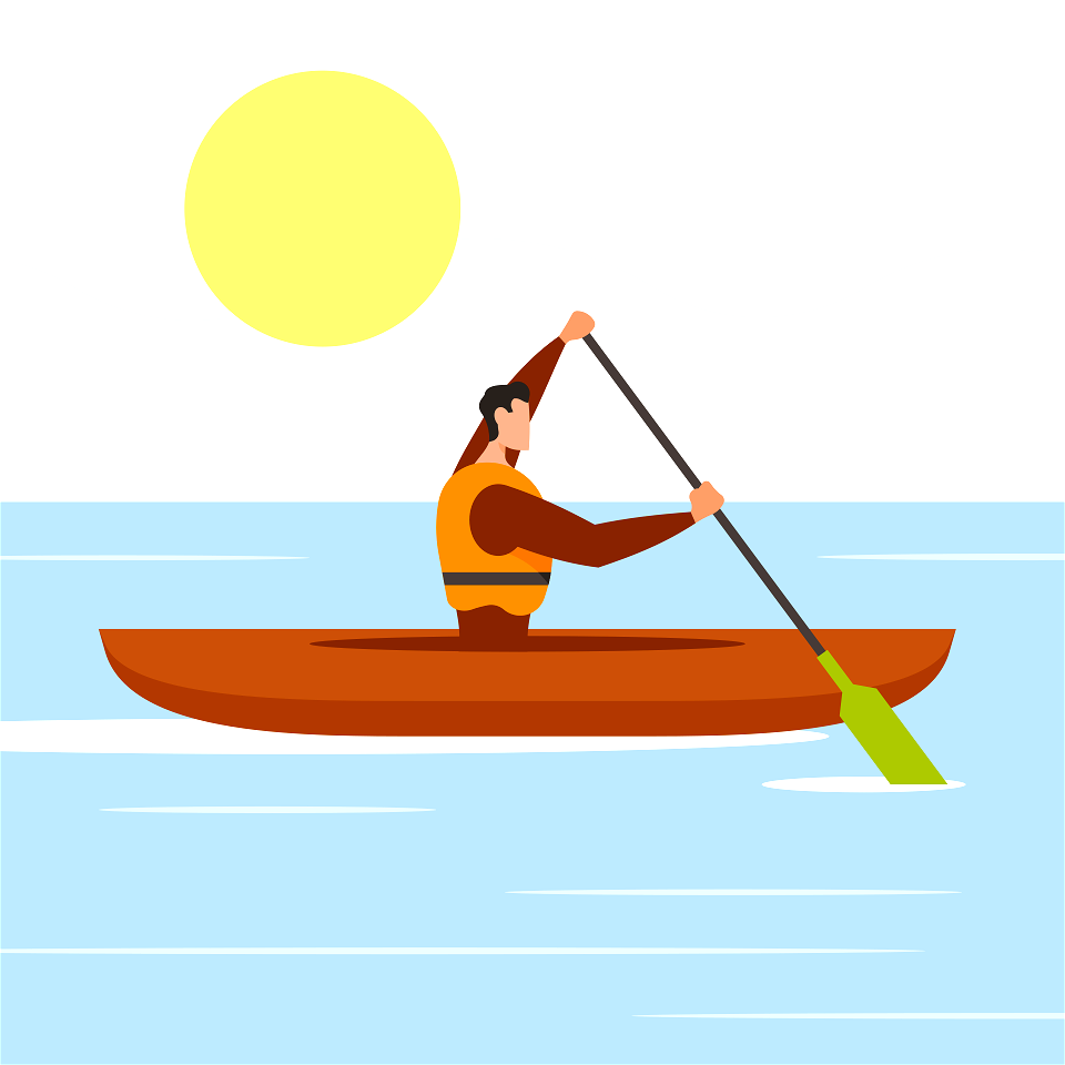 Canoeing on lake. Free illustration for personal and commercial use.
