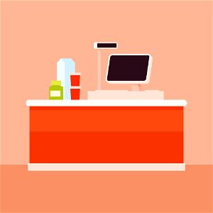Cash desk computer. Free illustration for personal and commercial use.