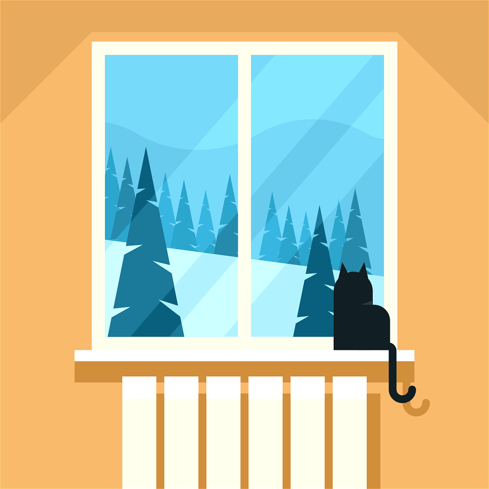 Cat by the window. Free illustration for personal and commercial use.