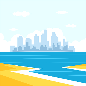 City on island. Free illustration for personal and commercial use.