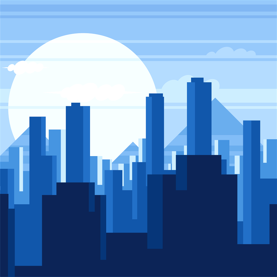 City sunrise. Free illustration for personal and commercial use.